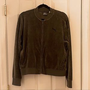 Puma Army Green Velvet Track Jacket
